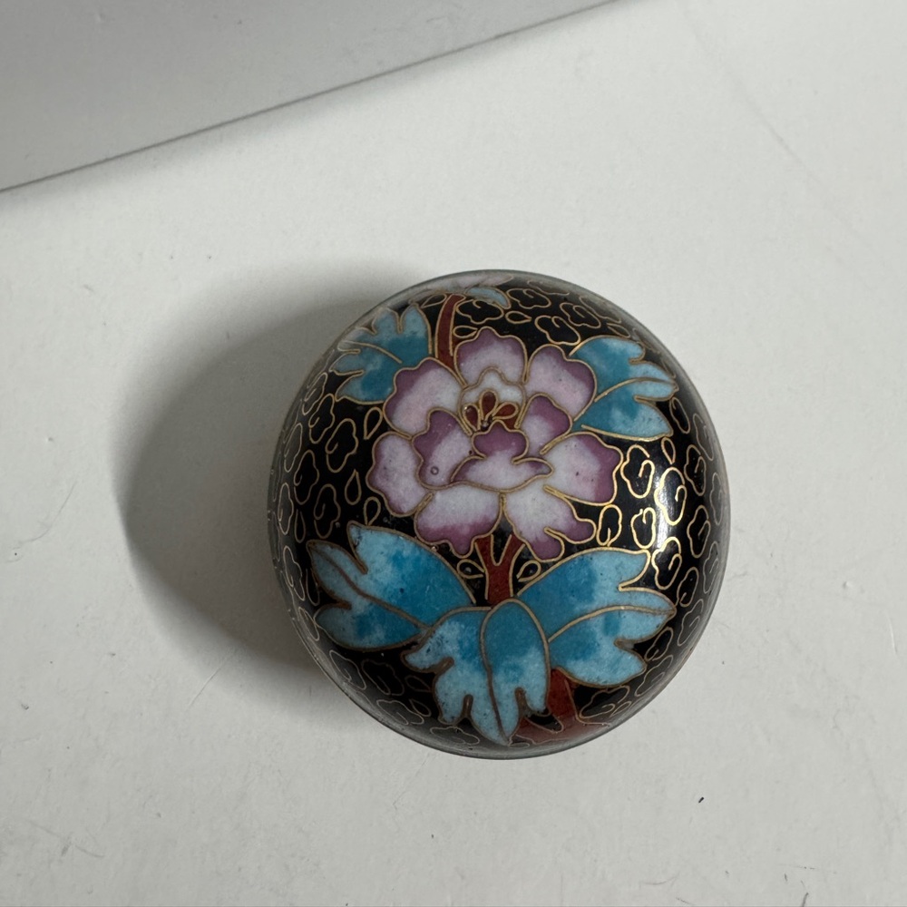 Vintage cloisonné floral trinket box